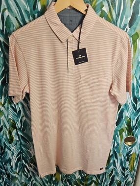 The Normal Brand Pale Orange & White Stripe Chest-Pocket Polo - Size S - NWT